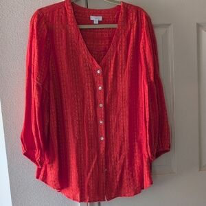 J. Jill Vibrant Orange Blouse with Button Detail